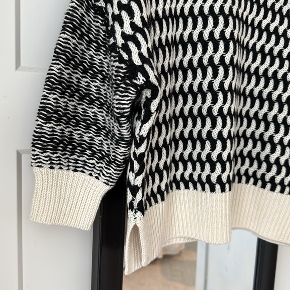 rag & bone Black and Cream Textured Crew Sweater - Picture 4 of 6